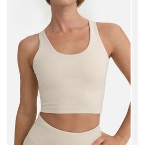 MATE the Label Cream Racerback Sports Bra